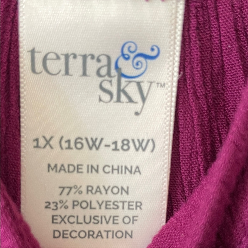 Terra & Sky|Boho Cold Shoulder Tiered Crochet 3/4 Sleeve Dress|1X|EUC - Picture 10 of 11